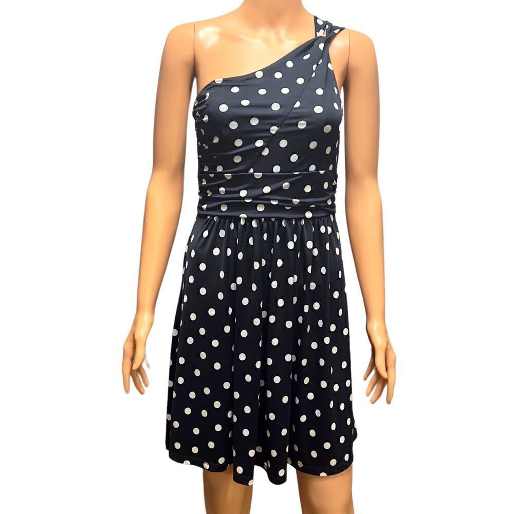 MOA MOA Black & White Polka One Shoulder Dress MEDIUM